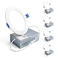 Ensenior 4 Pack 4 Inch LED Recessed Light, Dimmable, 5000K Daylight, 750LM High Brightness, 9W 120V, Damp Rated, Ultra-Thin Canless Wafer Ceiling Light - ETL & FCC & IC