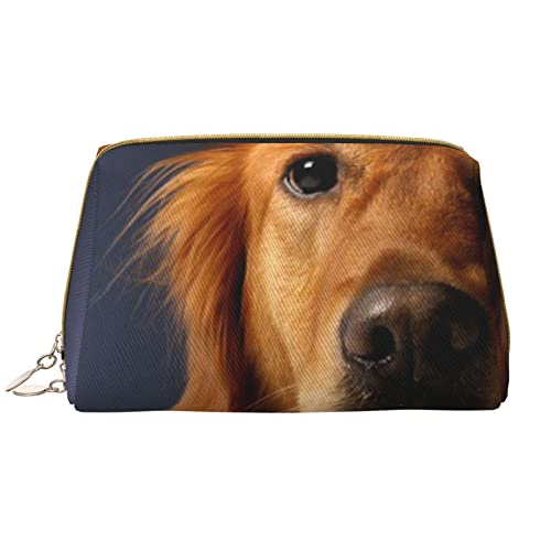 Trousse de maquillage Golden Retriever en similicuir blanc grand volume pour femme One Size