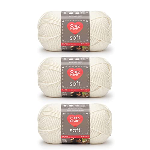 Image of Red Heart Soft Off White Yarn - 3 Pack of 141g /5oz - Acrylic - 4 Medium (Worsted) - 256 Yards - Knitting /Crochet