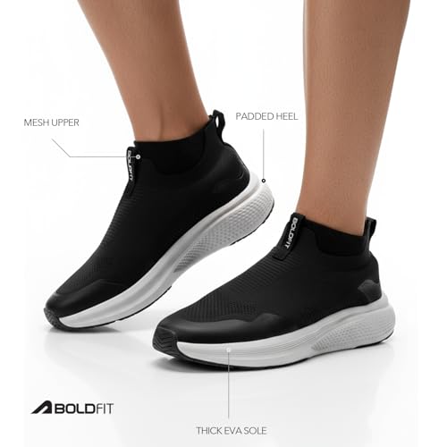 Image of Boldfit Mens Walking Shoes, Breathable Knit Slip-On Casual Shoes with Memory Foam Insole, Thick Eva Outsole & Padded Heel Support, Lightweight, Sock-Like Fit for All-Day Comfort