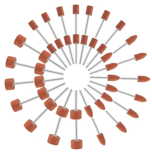 42 Piezas Juego De Accesorios De Piedras De Amolar De óxido De Aluminio, 3MM Cabezal de Pulido de Piedra Abrasiva, Cabezal De Pulido Para Taladro, para Dremel para Esmerilar, Pulir, Desbarbar Metal