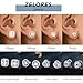 ZELORES Sterling Silver CZ Stud Earrings for Women 14K Gold Plated Cubic Zirconia Earrings Studs 4 Pairs Brilliant Celtic Heart Big Stud Earrings Set for Sensitive Ear (Silver Plated Tone-Set 1)