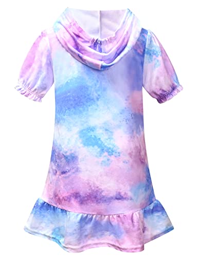 Swim Cover Up For Girls Terry Beach Cover-Up 8 9 Tie Dye Purple Zip Robe Cover-Ups #TOP1