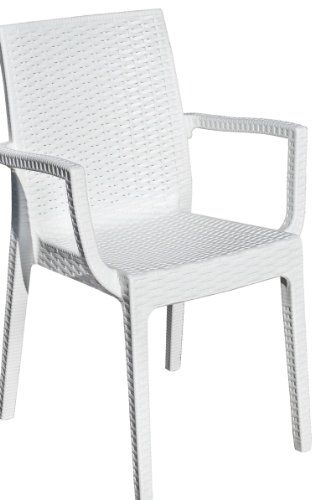  POLTRONA SEDIA SB RESINA SIESTA ANTRACITE/BIANCO EFFETTO RATTAN PER TERRAZZI BAR