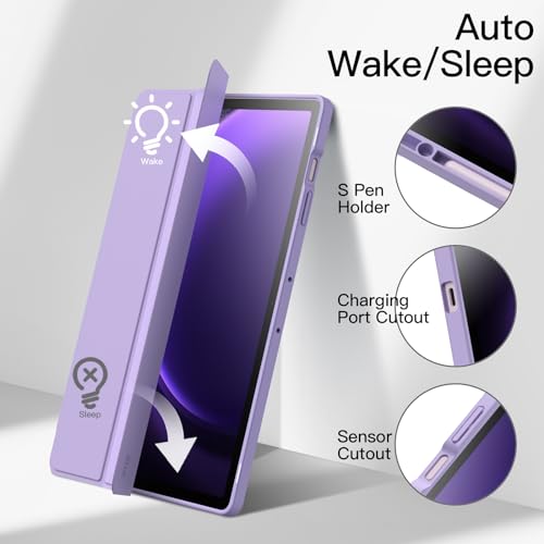 Coque Samsung Galaxy Tab S9 FE Plus Transparent avec Support Violet