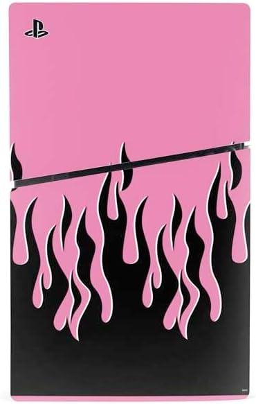 Skinit Decal Gaming Skin Compatible with PS5 Slim Disk Console - Pink Flames Design