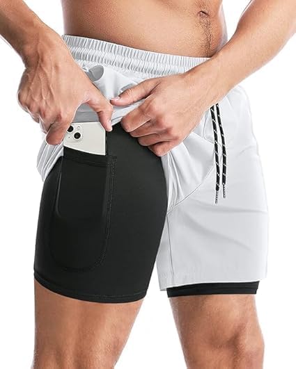 Image of boffi ... N S Poly 2 in 1 Active Dual Shorts with Inner Tights Layer | Men's Double Layer Short for Running, Gym & Sports