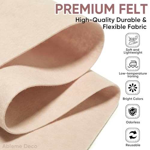 Image of Soft Felt Fabric Sheet 18 inch x 36 inch, 1.6mm Acrylic Craft Felt, Beige | Soft Thick Felt by The Yard, Large Precut Sheet, Nonwoven Fabric for Sewing DIY Crafts, Classroom & Home Decor