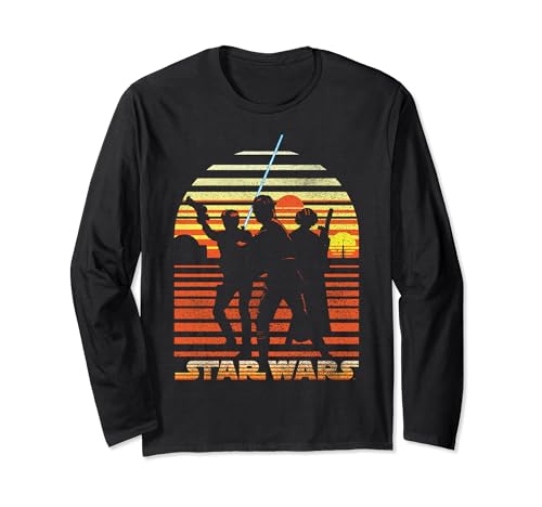 T-shirt Star Wars Tatooine Silhouette Sunset manches longues pour fan