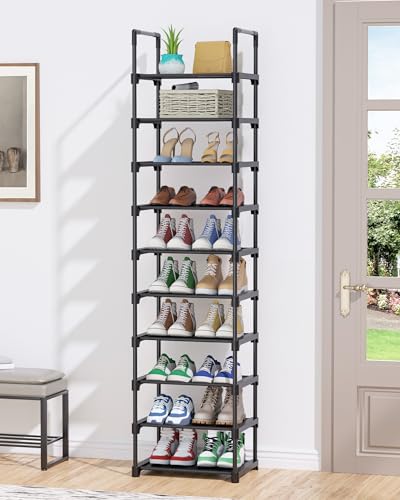 image for Kitsure Shoe Rack - 10-Tier Shoe Organizer with Detachable Fabric Shel