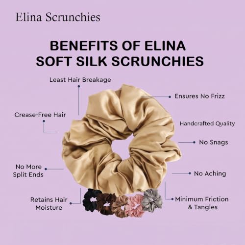 Image of Elina 12 Pcs Premium Satin Scrunchies Set for Girls, Women Anti-Hair-Breakage, Silk Hair Ties Set Elastic Rubber, Best Gift For Mom, Sister, Friends (Pack of 12)(Neutral Shade Multi Colors)