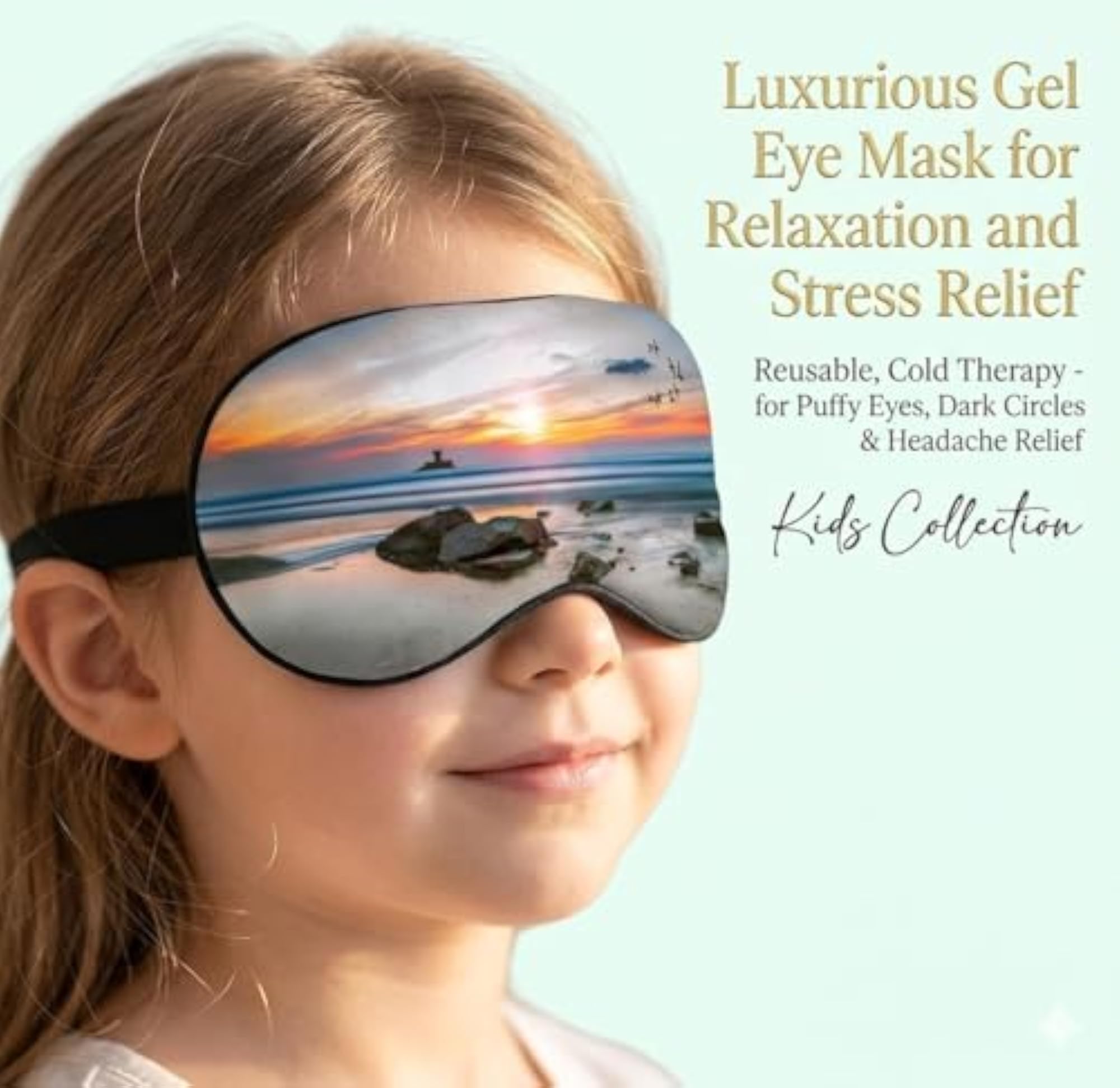 Reusable Ice Pack Eye Mask for Dark Circles & Tired Eyes, Cooling Gel Compress