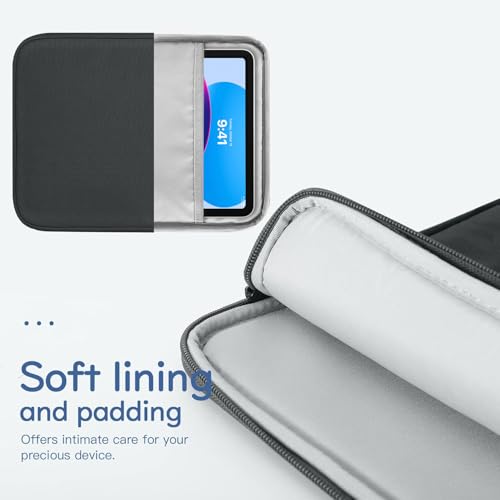 Image of Dadanism 9-11 inch Tablet Sleeve Bag Carrying Case for iPad (A16) 11th Gen 11 inch, iPad 10th Gen 10.9 inch Air 5 /4, iPad Air M4 /Pro 11 inch, iPad 9 /8 /7th, Galaxy Tab A11+ Plus 11 inch, Remarkable 2 10.3 inch, Black & Gray