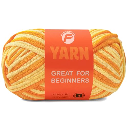 Image of 3.5Oz /120yds Beginner Easy Yarn for Crocheting and Knitting;Worsted-Weight Medium #4;Cotton Blend Yarn for Beginners Amigurumi DIY(Sunflower,1 Skein)