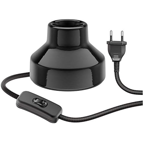 ledscom.de Tischlampe TIX, Schalter, Porzellan, schwarz, 1x E27 max. 300W Cover