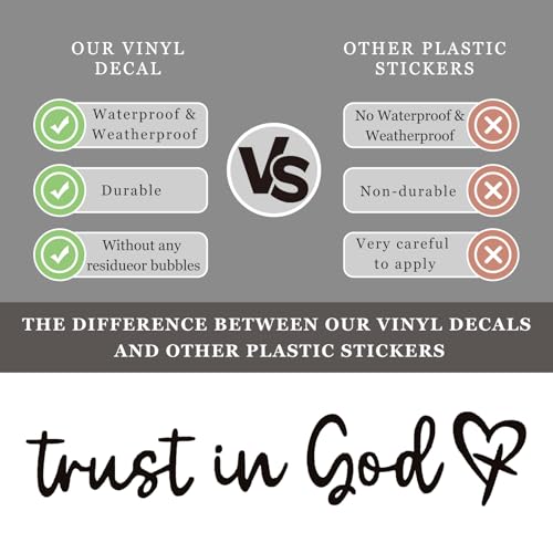 Image of 3 PCS Trust in God Rearview Mirror Sticker, Christian Car Mirror Sticker Decal Affirmation Reminder, Waterproof Bible Verse Rear View Vinyl Sticker for Vehicle Window Laptop (Black)