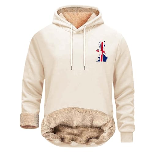 Genérico Sudadera Hombre con Capucha Forrada Otoño Invierno Confortable(Beige, L)