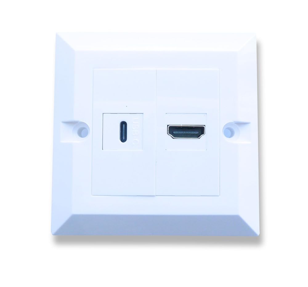 C4A Single HDMI and USB Type C Wall Plate/Easy Connect Faceplate/White