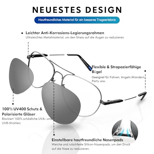 Pilotenbrille DADA-PRO Sonnenbrille für Herren und Damen, polarisiert