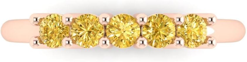 Clara Pucci 14K Rose Gold Stacking Vintage Natural Citrine Eternity Wedding Band (0.35 cttw)