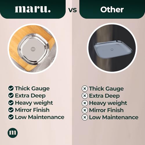 Image of MARU Steel Small Square Snacks /Serving Plates Set of 4 (14 cm Each), Multi-Utility Quarter /Diet Plates for Small Meals with Mirror Finish Design, Perfect for Breakfast, Nashta, Dessert & Daily Use