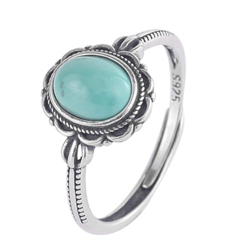 [DAZZARRY] ターコイズ リング レディース 調整可能 ビンテージ シルバー925 天然石 指輪 パワーストーン母の日【お守り・魔除け】のサムネイル