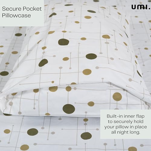 Image of Amazon Brand - Umi Cotton Elastic Fitted Bedsheet, King Size 78x72 Inches, Elastic Fit Bed Sheet, 10 Inch Deep Pocket, Soft Breathable Bedding, Durable Easy Care, with Pillow Cover-Dot Matrix