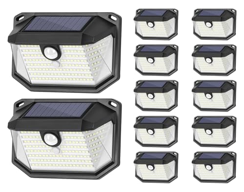 Image of Solar Outdoor Lights, 12-Pack Super Bright 178 LEDs Motion Sensor Wall Light with 270 Wide Angle & 3 Modes, Waterproof Solar Powered Security Light for Patio Garden Garage Front Door