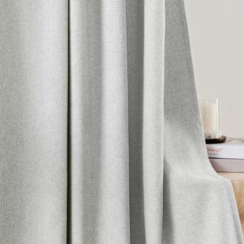 Image of Joydeco Light Filtering Curtains 108 Inch Length for Bedroom, Faux Linen Curtains 108 Inches Long for Living Room, Pinch Pleat Curtains for Living Room 108 Inch Length(52x108 inch, Greyish White)