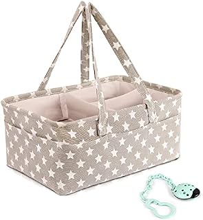 BUMPBEATE Baby Nappy Caddy Organiser with Handle- Premium Quality Diaper Caddy Bag with Divider and Pockets - Foldable Nursery Bag Storage for Storing Maximum Baby Supplies (Grey)