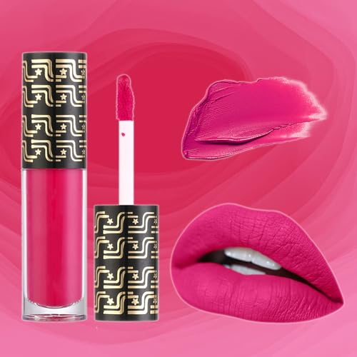Hot Pink Liquid Lipstick Lip Gloss, Matte Red Lipsticks for Women Long Lasting, Waterproof Non-Sticky Full-Coverage Bright Pink Lips Gloss, Silky Not Fade Lip Stain,Tinted Lip Balm for Girls & Women - Image 5