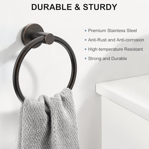 Image of SetSail Towel Holder for Bathroom Wall 2 Packs Towel Ring Screw-in Stainless Steel Hand Towel Hanger for Bathrooms Oil Rubbed Bronze