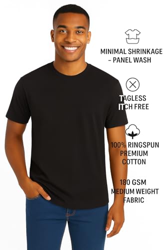 Image of Men's T-Shirts Ringspun Cotton Crew Neck Tee Shirts|Casual Wear T Shirt | Pre Shrunk with Panel Wash