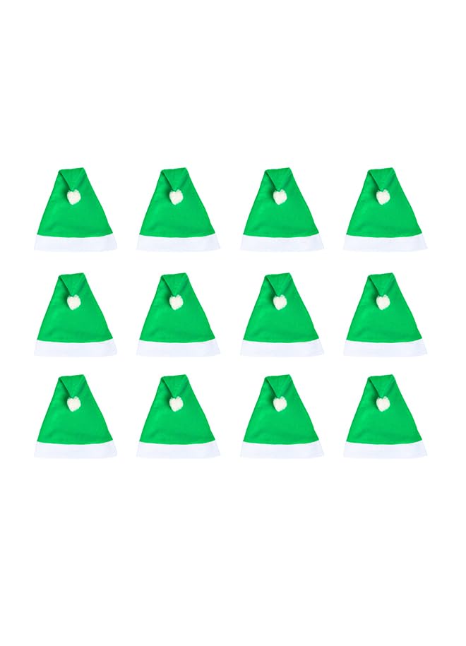 DUCAVAL - Pack 12 gorros Papá Noel colores - Accesorios Navidad (Verde)