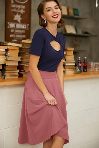 Image of FRAULEIN Women's Flared Pleated Maxi Skirt High Waist A-Line with Pockets and Belt Accessories [Small-Plus Size]