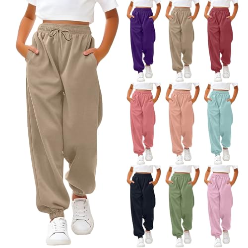 Girls Cargo Pants Baggy Joggers Lightweight Elastic Waist with Pockets Casual Travel Hiking Streetwear