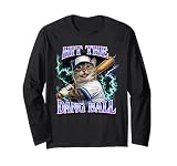 Funny Retro Pink Baseball Cat Mom Hit The Dang Ball Long Sleeve T-Shirt