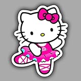 Ten Four Distributions Ballerina Hello Kitty Waterproof Vinyl Cat Sticker | Adorable Dancing Cat Decal | Ballet Dance Lover's Delight | Perfect for Laptops, Water Bottles, and More Multicolor 5x5