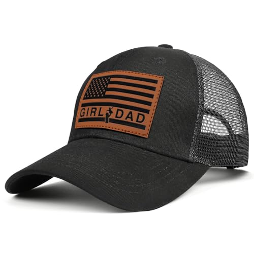 Image of Girl Father Daddy Dad Leather Patch Hat Birthday for Dad Papa from Daughter Son Adjustable Trucker Hat