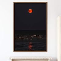 Framed Canvas Wall Art Moon Astronomy & Space Bedroom Colorful Contemporary Moon Multicolor Photography - 16x24 inches