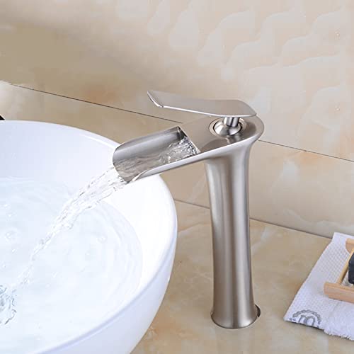 Grifo de cascada de baño alto que evita salpicaduras en el mueble 7