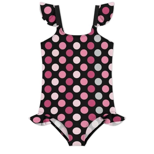 Image of Girls One Piece Swimsuit Polka Dots Ruffles Swimwear Bathing Suits 3-12 Years