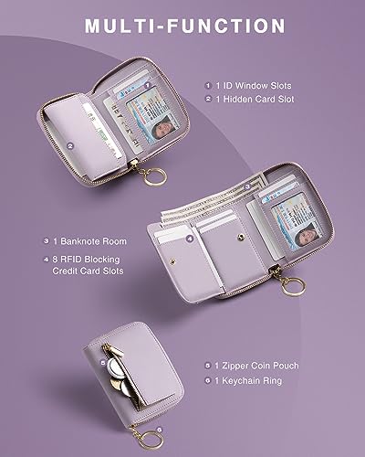 Vulkitty Wallet for ladies Purse Women RFID Blocking Trifold Compact Leather Card Case with ID Window and Zipper Coin Pocket - Image 3
