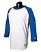 Champion Men's Raglan Baseball T-Shirt, White/Team Blue, 3X-Large