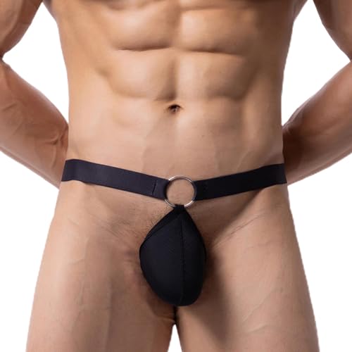 Lingerie For Men Sexy Slutty Underwear Outfits Mens Hip Lifting Pure Color Cool Mens Panties Nightgown (Black, L)