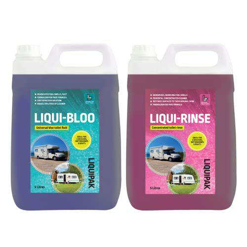 Liquipak Caravan Toilet Fluid Rinse Chemical Blue 5l Pink 5l For Caravan Camper Motorhome Boat Liqui Bloo Rinse Formaldehyde Free 2x5l