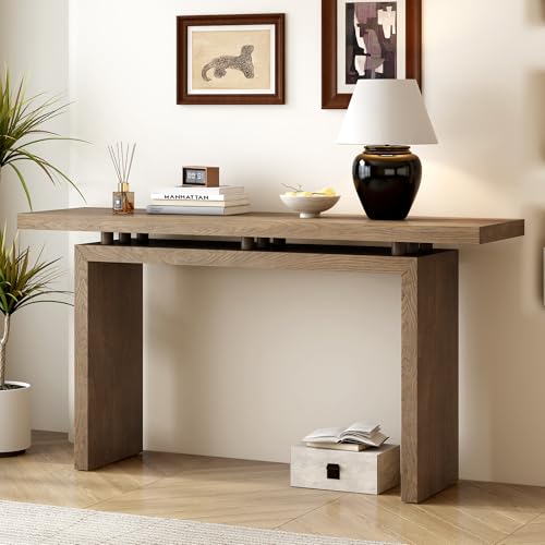 59" Modern Minimalist Console Table, Ash Veneer Entryway Table with
