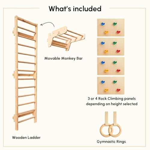 Image of Curious Cub Jungle Gym for Kids Indoor | Kids Gymnastics At Home Gym | Contains Rock Climbing, Wall Climbing for Kids | Ladder for Kids to Play Indoor Fun Activity for Ages 4+