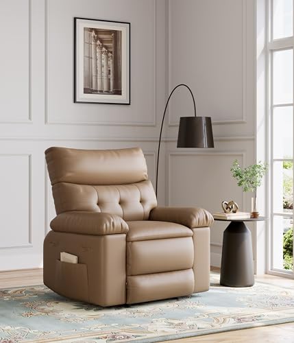 Image of GarveeHome Extra Wide Recliner Chair - PU Leather Oversized Manual Recliner for Adults, Lazy Chair with 1.5X Sponge Comfort Arm and Back for Living Room, Bedroom