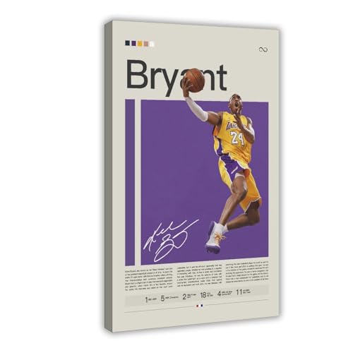 GJHTQLP Póster de Kobe Bryant, 1 lienzo para decoración de dormitorio, 30 x 45 cm
